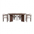 Set masa extensibila si scaune (5 piese), Nordure, Aleria 4, Nuc Milano / Nuc Închis / Alb