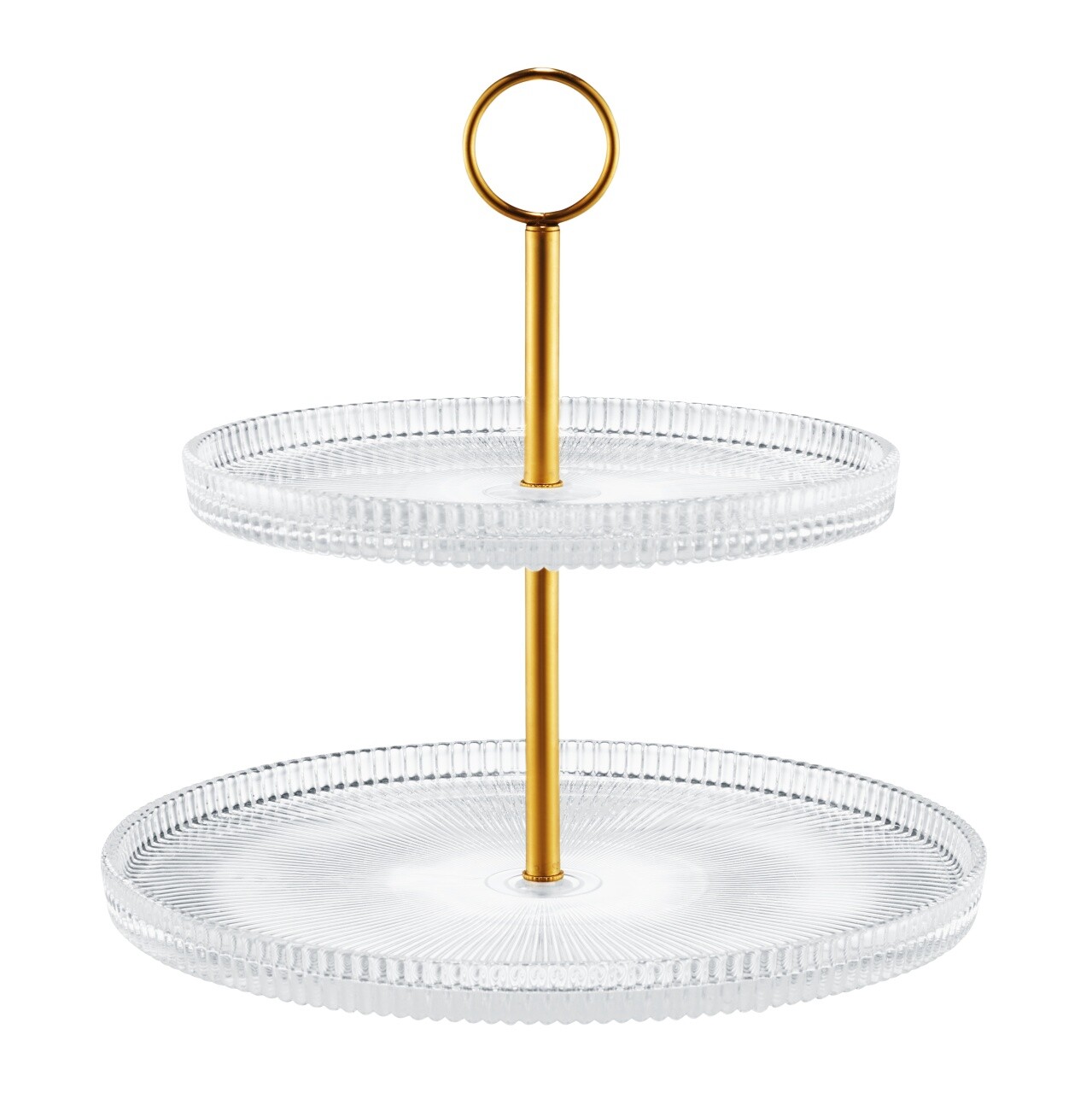 Suport prajituri cu 2 nivele Curly, Ambition, 18 cm/26 cm, otel/sticla, auriu/transparent - imagine 6