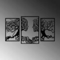 Decoratiune de perete, Tree Love, Metal, 50 x 76 cm, 3 piese, Negru