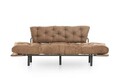 Canapea extensibila cu 3 locuri, Futon, 859FTN2868, Metal, Maro deschis