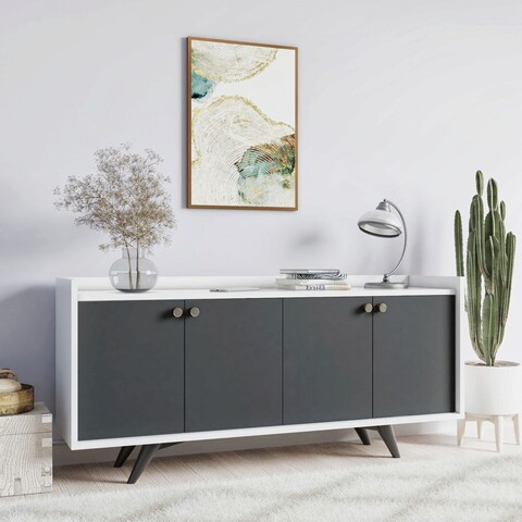 Consola, mod design, bled, 150x75x40 cm, antracit/alb
