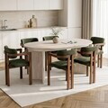 Set masa extensibila si scaune (7 piese), Nordure, Aleria 6, Travertin / Nuc / Verde