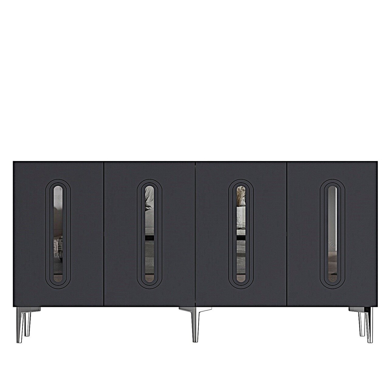 Consola, Hanah Home, Rany 150, 150x75x32 cm, Antracit / Argintiu - view 4
