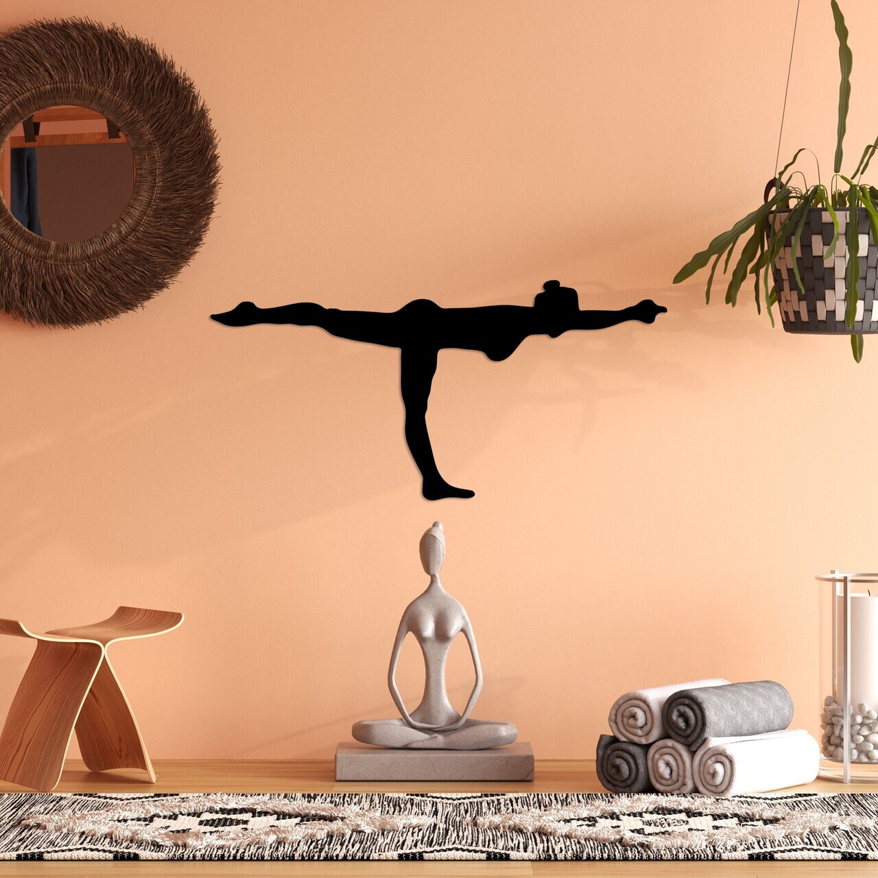 Decoratiune de perete, Yoga 24, Dimensiune: 60 x 30 cm, Negru — imaginea 3