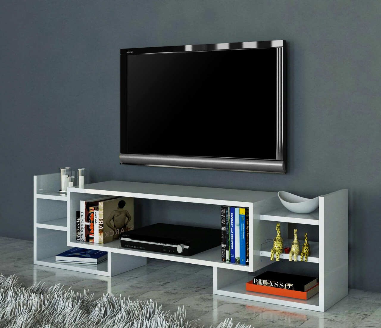 Comoda TV, Moblert, Sema, 115x38.2x29.6 Cm, Alb