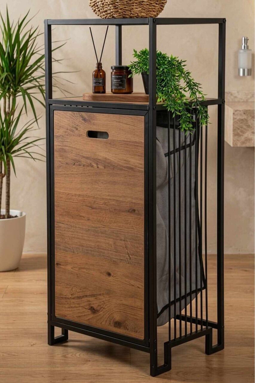 Raft pentru baie, Hanah Home, Peka9092, 40x74x32 cm, PAL, Natural/Negru — imaginea 4