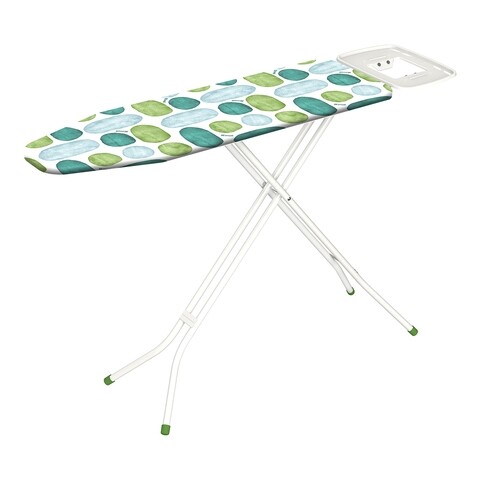 Masa de calcat roy green stone, gimi, 122 x 38 cm, metal/bumbac/burete, alb/verde