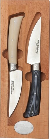 Set 2 cutite + cutie din lemn Christian Etchebest, Jean Dubost, 22 cm, inox satinat