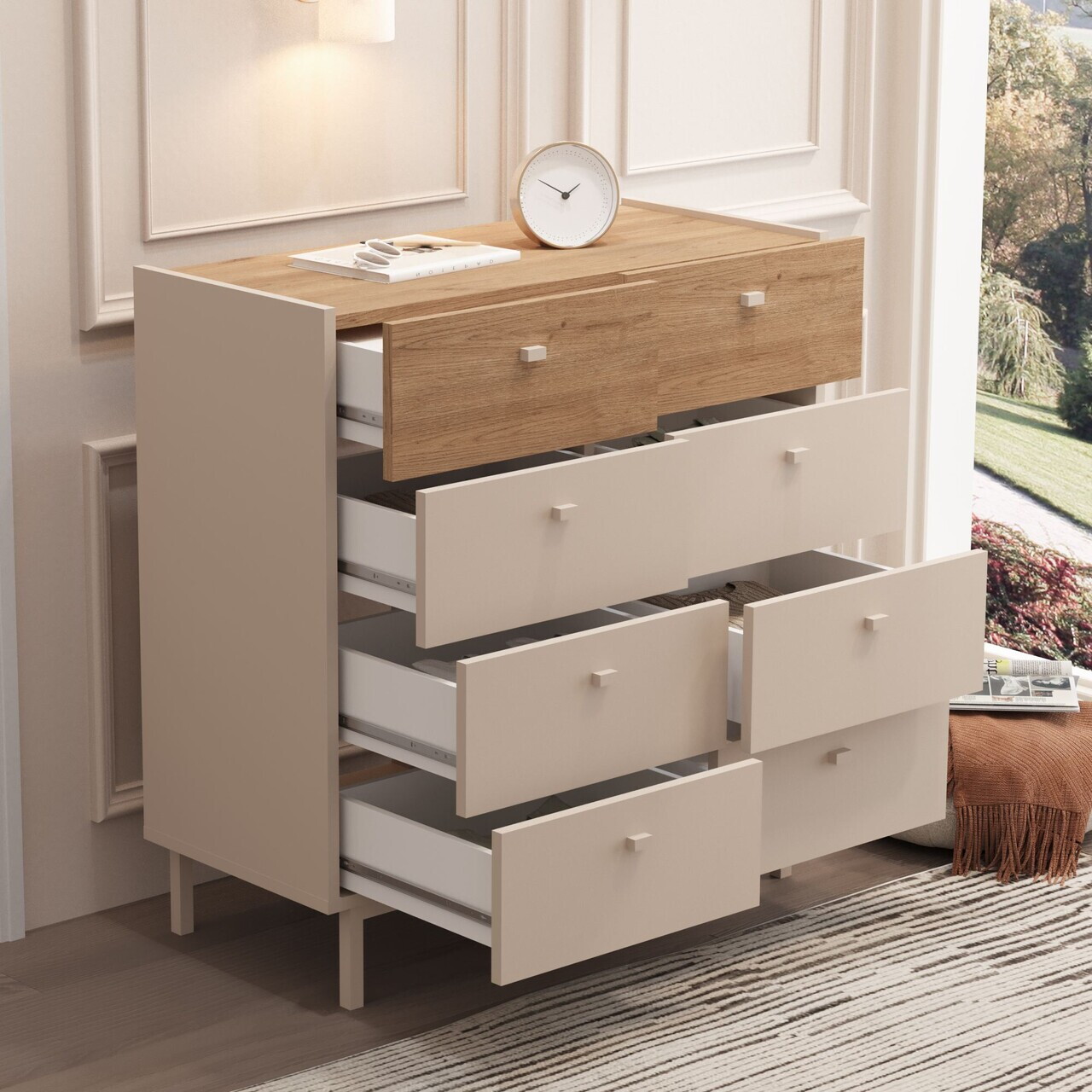 Dulap, Hanah Home, Luke, 89.4x93.1x41.8 cm, PAL, Nisip / Stejar — imaginea 4