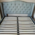 Pat matrimonial tapitat, cu tablie Aspen, Signal, 160x200 cm, textil, gri