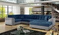 Coltar extensibil dreapta 5 locuri ELTAP, Damario, 338x189x78 cm, lemn/poliester, albastru inchis/gri inchis