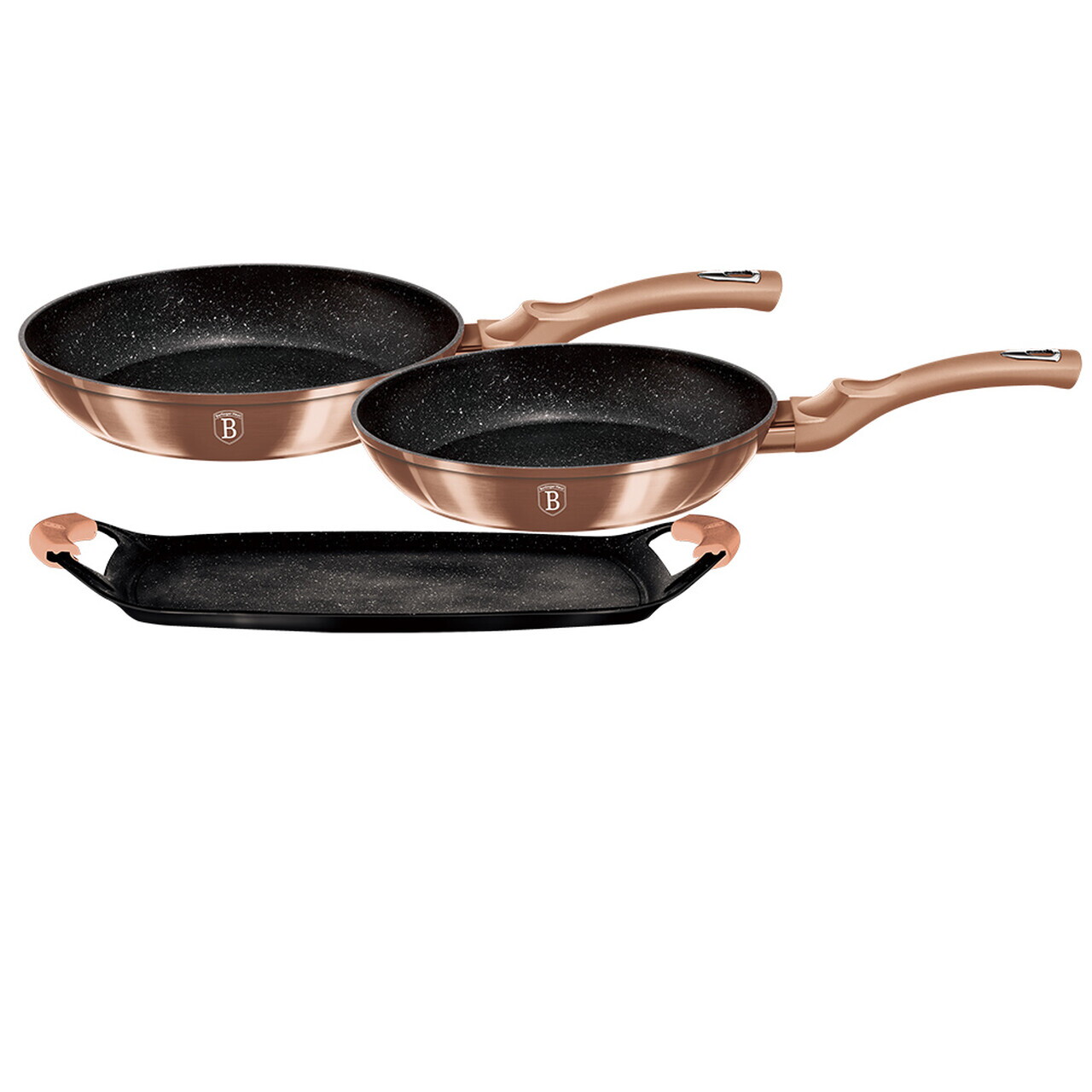 Set 2 tigai si tava Berlinger Haus, Rose Gold, 22 cm / 26 cm / 36x23 cm, aluminiu forjat, roz - view 2