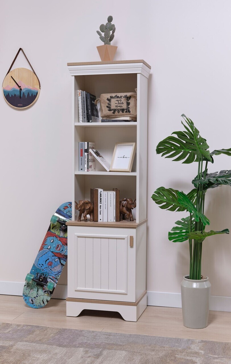 Corp biblioteca Hanah Home Monte 49x164x27.3 cm PAL MELAMINAT Crem / Stejar