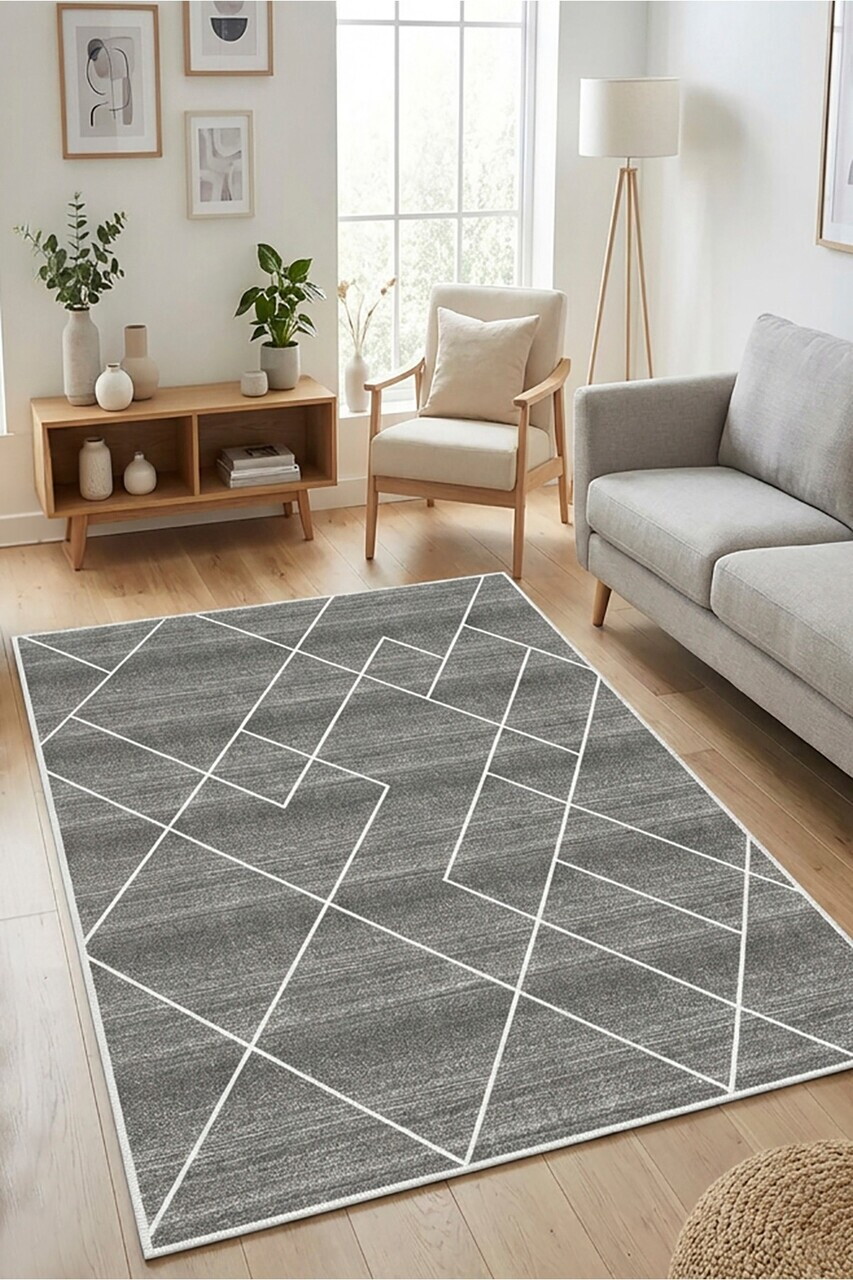 Covor, CLR-0000675-005, 80x300 cm, Poliester, Gri — imaginea 2