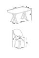 Set masa si scaune (7 piese), Hanah Home, Arvon, Alb/Gri