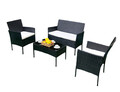 Set mobilier de gradina 4 piese Heinner, 99x41x79 cm/71x41x39 cm, otel/sticla, negru