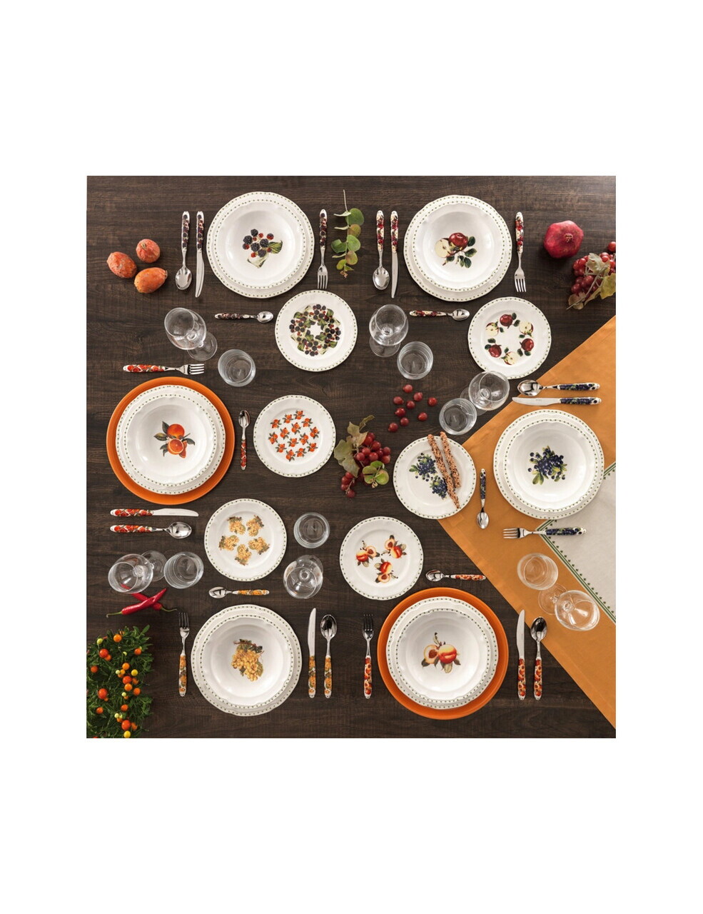 Serviciu de masa 18 piese, Brandani, Le Primizie Fresh Fruit, portelan New Bone China — imaginea 3