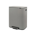 Cos de gunoi cu pedala, Brabantia, Bo Pedal, 2x30 L, 36.3x54.1x65.2 cm, otel, gri
