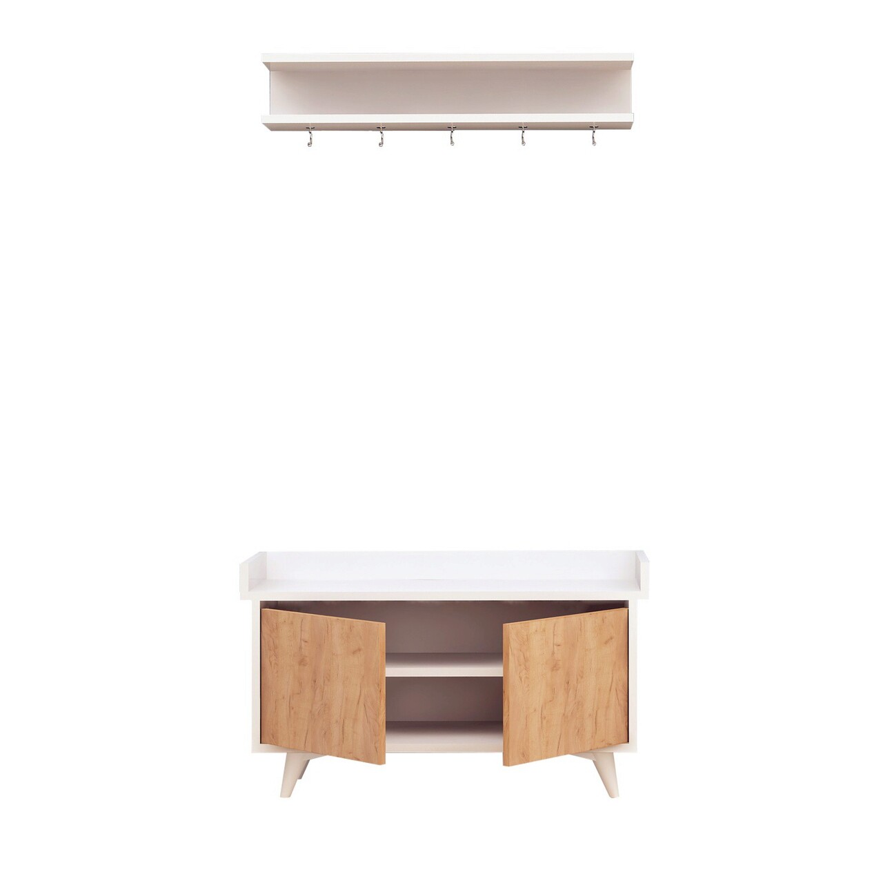 Cuier de perete, Mod Design, Stato, Stejar / Alb - 2 | YEO