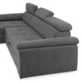 Coltar extensibil stanga cu 3 tetiere si lada, Emily, L.272 l.175, stofa, PRM96 gri inchis