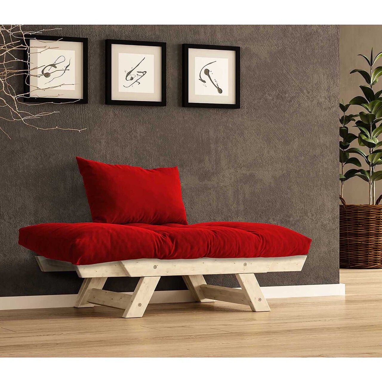 Fotoliu de gradina, Hanah Home, CPT8145-140, Natural/Roșu - view 3