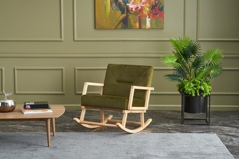 Scaun balansoar duygu sallanan sandalye, balcab home, 70x85x98 cm, lemn, verde