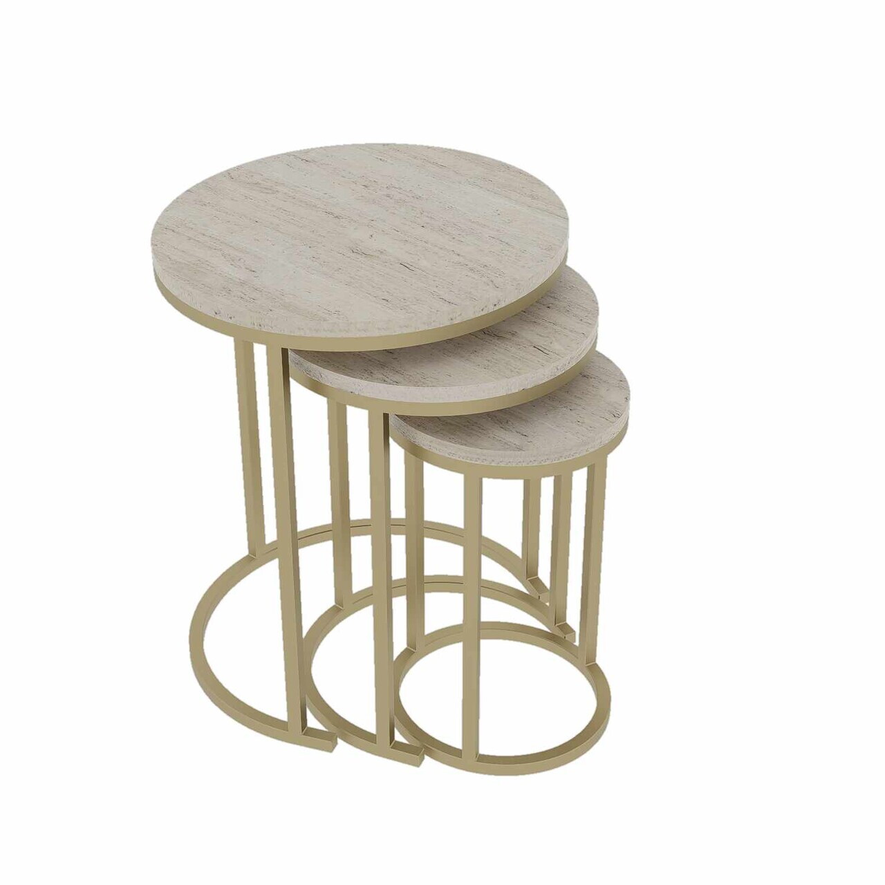 Set masute 3 piese, Hanah Home, Milas 3, Aur / Travertin — imaginea 3