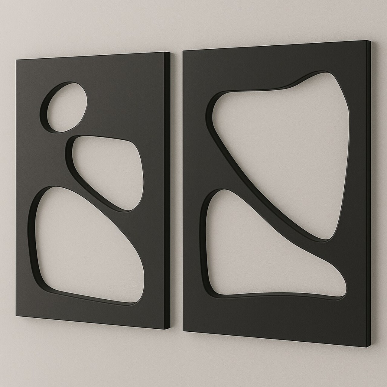 Tablou decorativ MDF (2 Pieces), Hhloyma00003, Grosime: 18 mm, Negru - view 2