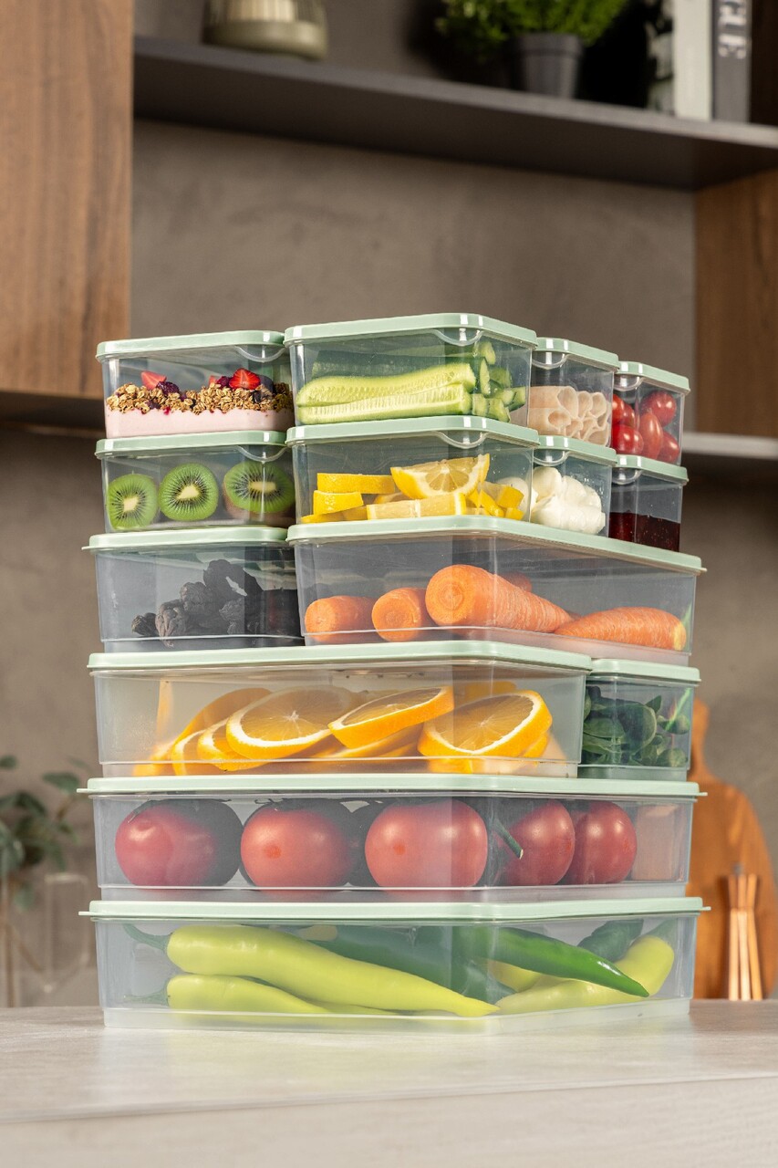 Set recipiente depozitare, Hermia, 964FRM5727, Dimensiune: 23 x 15 x 7 cm / 1750 ml (2 bucăți), Verde menta - imagine 2