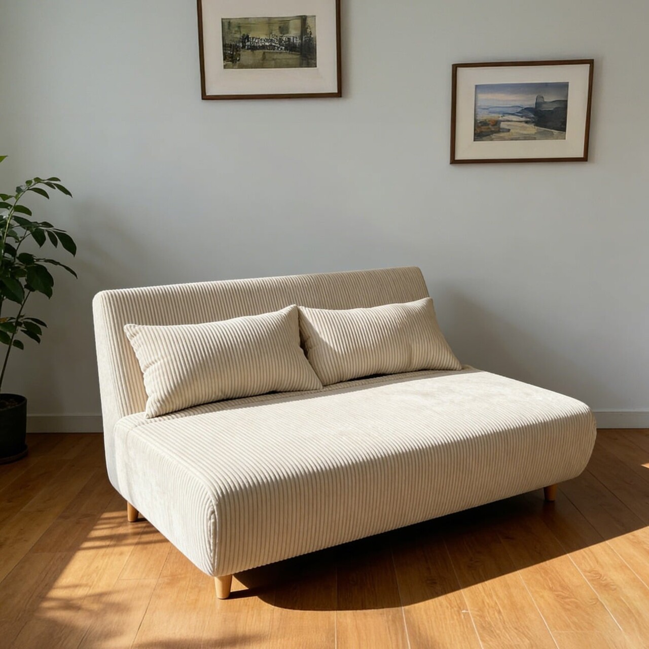 Canapea extensibila 2 locuri Solace Homla 140x94x84 cm MDF/catifea din poliester ecru