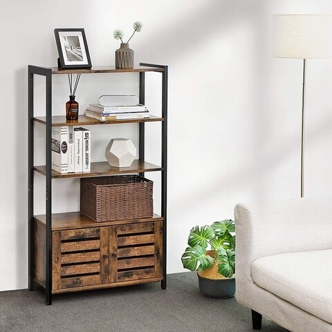 Biblioteca, Vasagle, 70 x 30 x 121.5 cm, fier/PAL, maro rustic mezoni.ro
