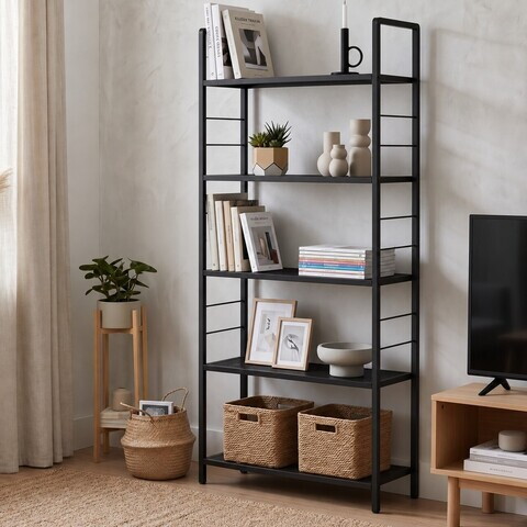 Corp biblioteca, Hanah Home, Moda, 60x155x30 cm, Negru