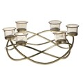 Suport pentru lumanari Gold, InArt, 6 lumanari, 34x34 cm, fier/sticla