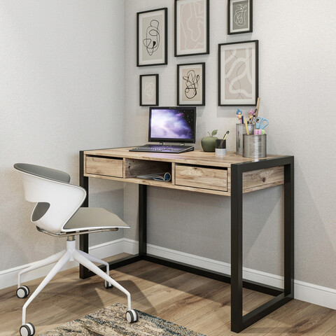 Birou, kalune design, ogene, 115x77x55 cm, pin atlantic / negru