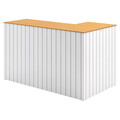 Set masa + 4 taburete Tribola, 180x100x105 cm / 36/50x75 cm, aluminiu, alb/natur