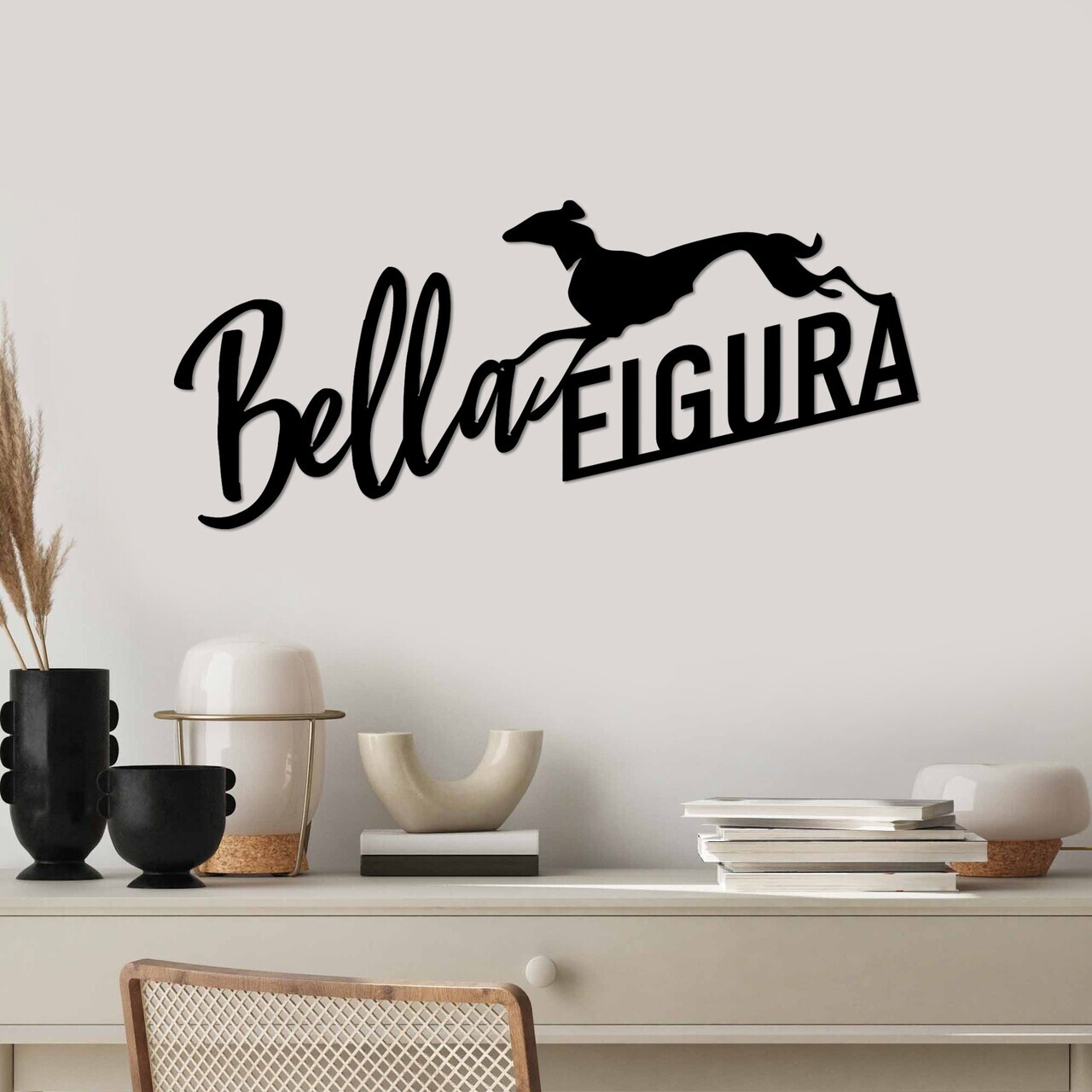 Decoratiune de perete, Bella Figura 3, Dimensiune: 60 x 27 cm, Negru