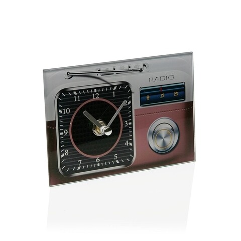 Ceas de masa Radio Pattern V2, Versa, 14.5x4x10 cm, sticla