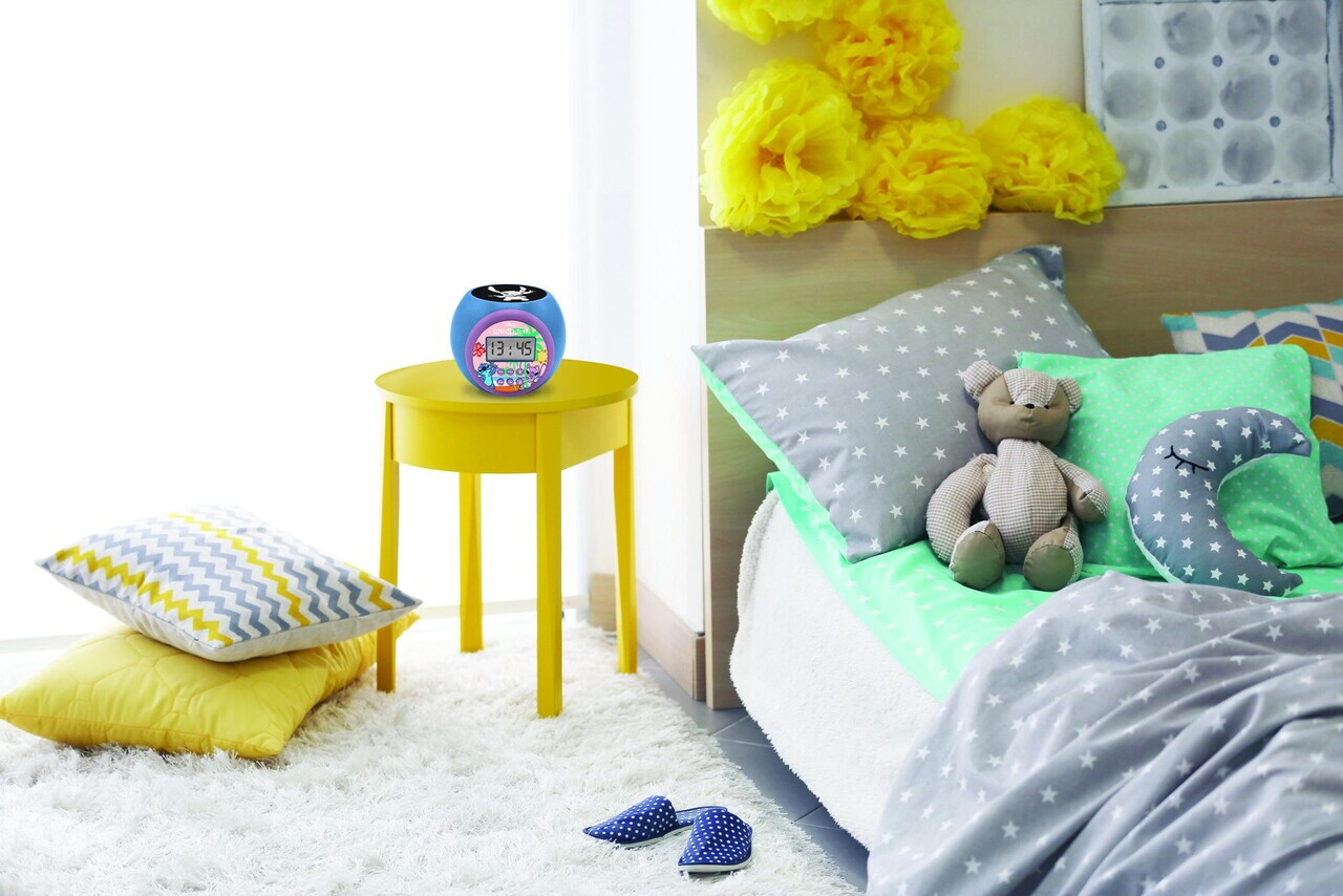 Ceas desteptator cu proiector Stitch, LEXIBOOK, 11.8x11x9.1 cm, albastru - imagine 2