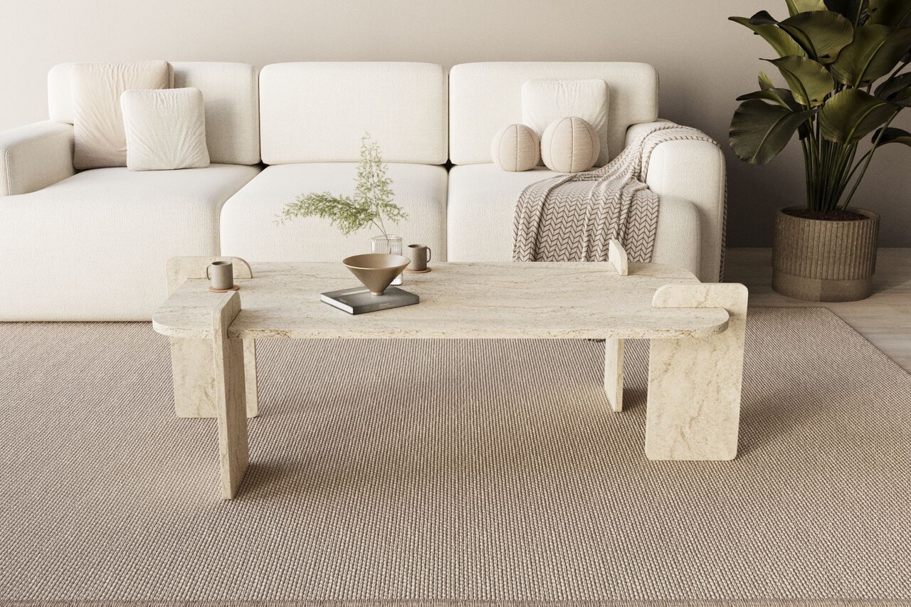 Masuta de cafea, Hanah Home, Lovge, 120x35x60 cm, Travertin - view 2