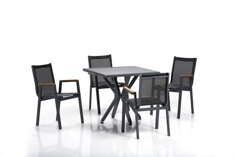 Set masă și scaune de grădină (5 bucăți), Clara, Samara Bahçe Masa Takımı, Gri/Negru ?Seturi