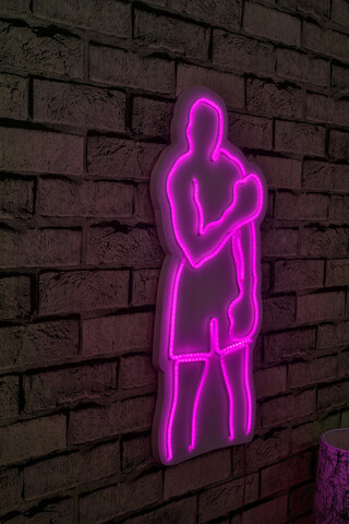 Decoratiune luminoasa LED, Muhammed Ali, Benzi flexibile de neon, DC 12 V, Roz