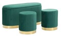 Set bancheta si 2 taburete Shopy, Mauro Ferretti, 80x37x42 cm, 29x35 cm, fier/MDf/poliester, verde/auriu