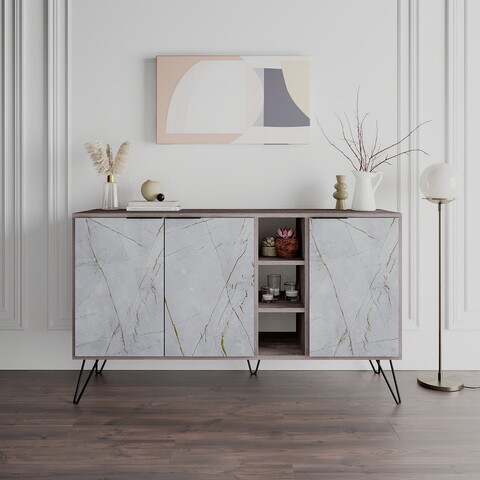 Consola, decortie, clara, 142 x 83 x 35.6 cm, pal melaminat, maro