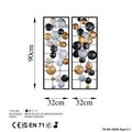 Decoratiune de perete, Camber, Metal, Latime: 32 cm / Inaltime: 92 cm / Adancime: 4 cm (2 bucati), Multicolor