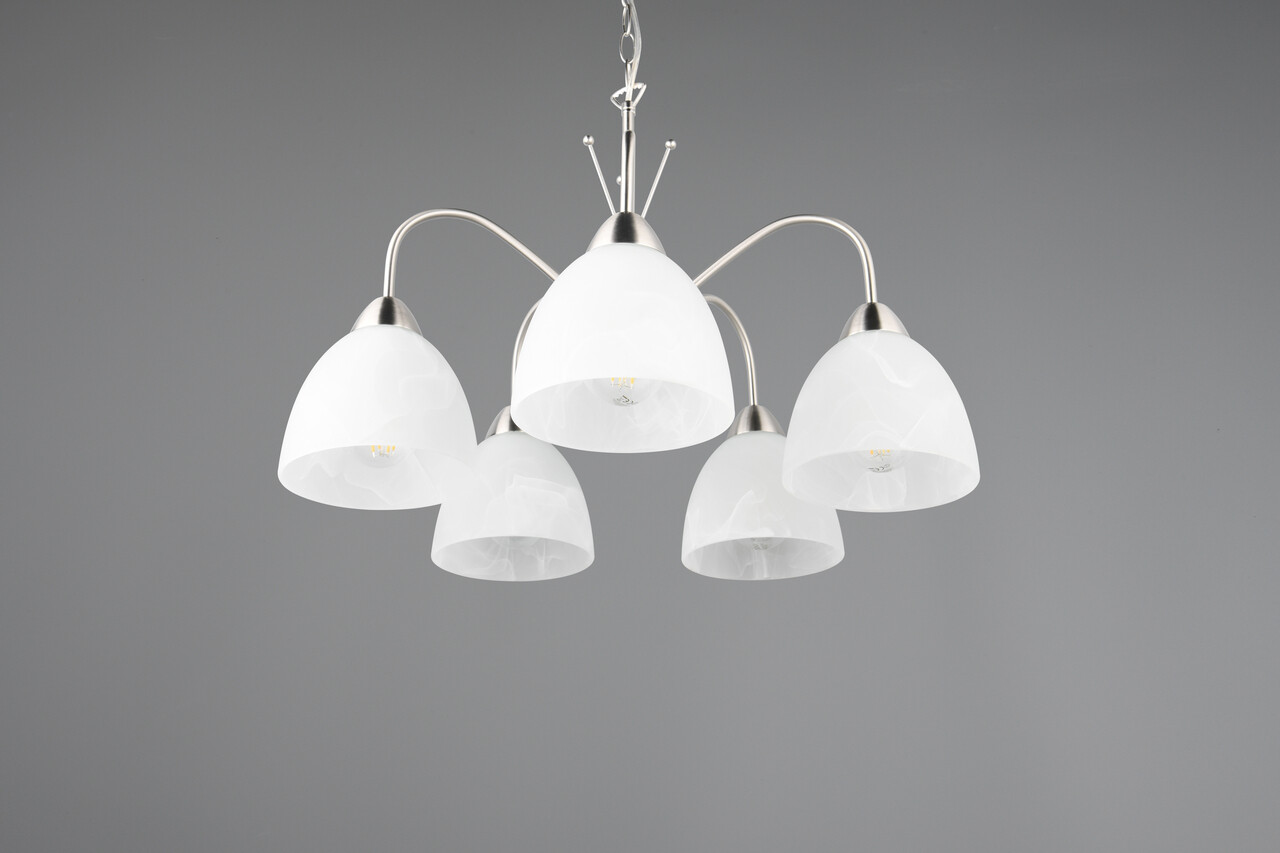 Lustra Dobby, RL, 55x150 cm, 10W, 5x E27, metal, nichel mat/alb