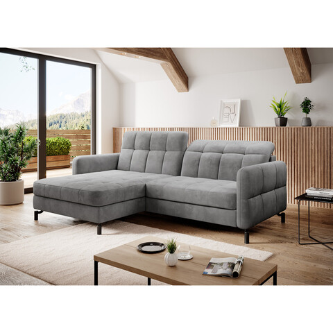 Coltar extensibil stanga 3 locuri ELTAP, Lore-35, Lorelle, 225x160x105 cm, lemn/poliester, gri deschis