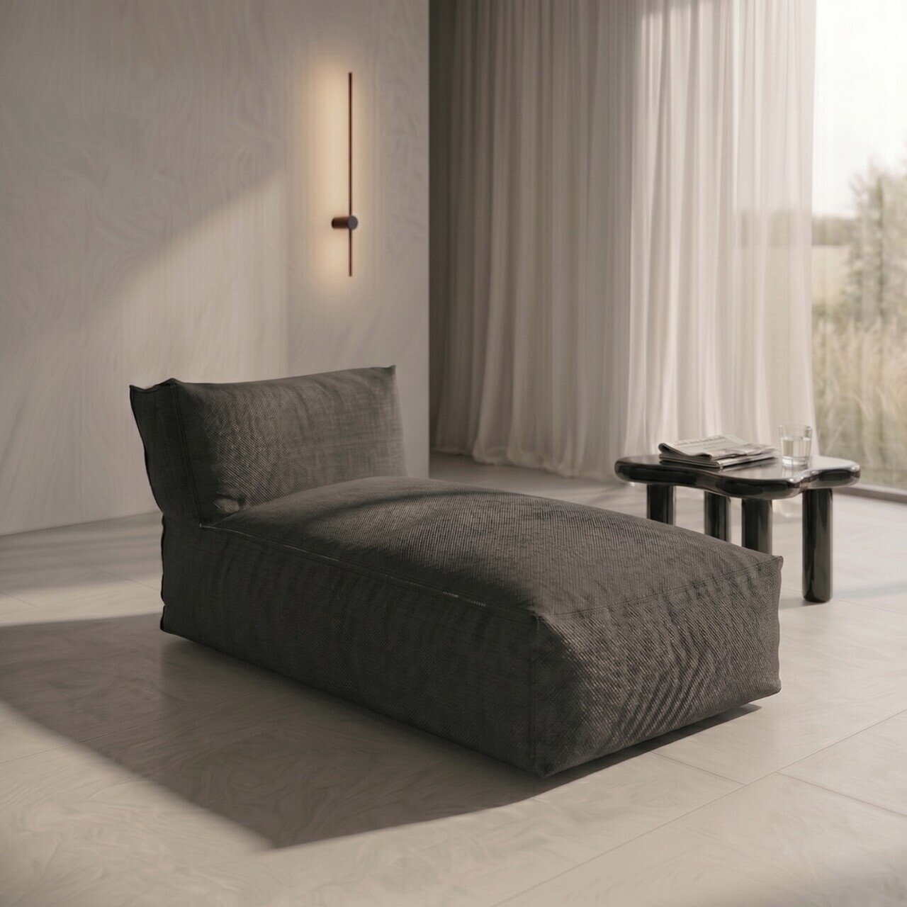 Sezlong Bagsy, Homla, 175x90x80 cm, olefina/poliester, gri inchis - view 2