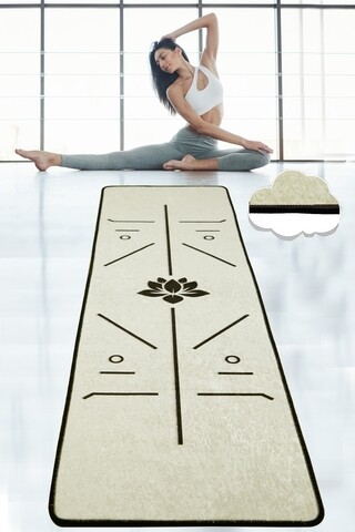 Saltea fitness/yoga/pilates bikram, chilai, 60x200 cm, poliester, alb