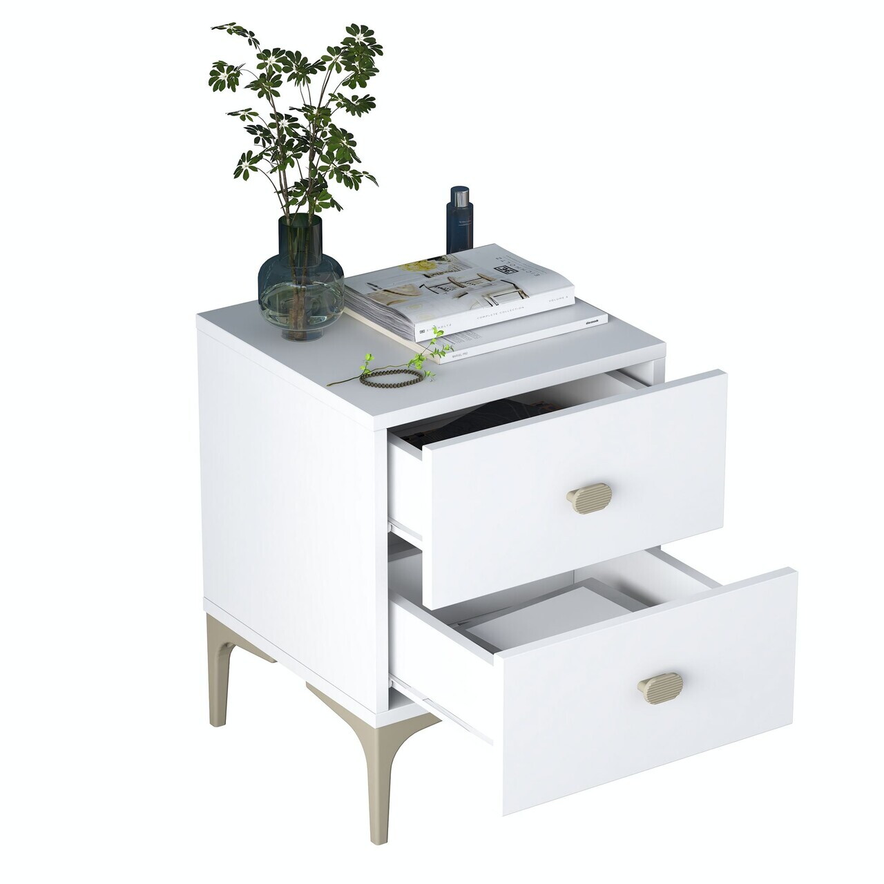 Noptiera, Hanah Home, BD110, 39.6x53.7x37.5 cm, PAL melaminat, Alb - view 10