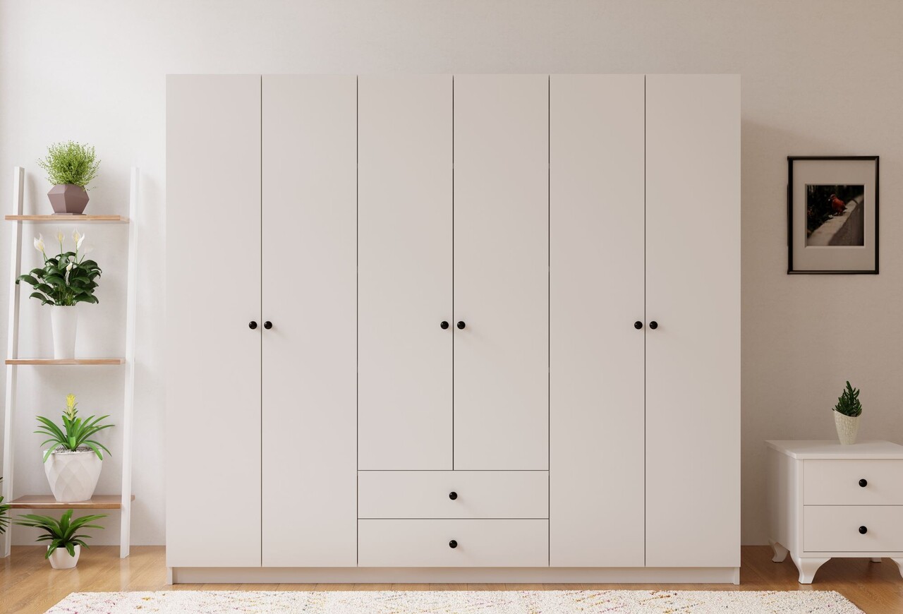 Dulap pentru haine, Rabi, Rb-069, 180x180x45 cm, Alb mat - 1 | YEO